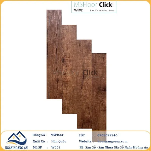 Sàn Nhựa Giả Gỗ Bóc Dán MsFloor W502